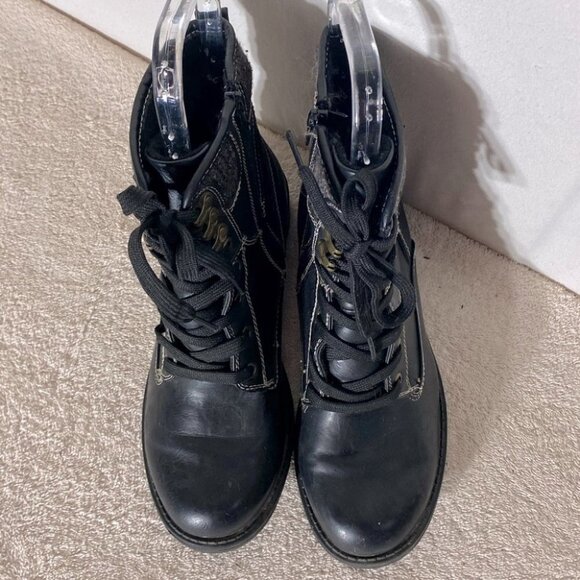 Women’s Black Faux Leather Lace Up Ankle Boots 6 - Picture 3 of 10